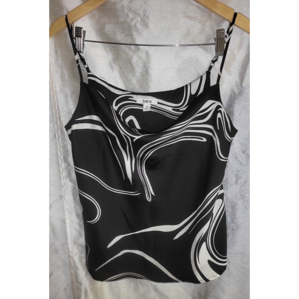 Bar III Women's Dressy Tank Black/white Cropped EUC Size M